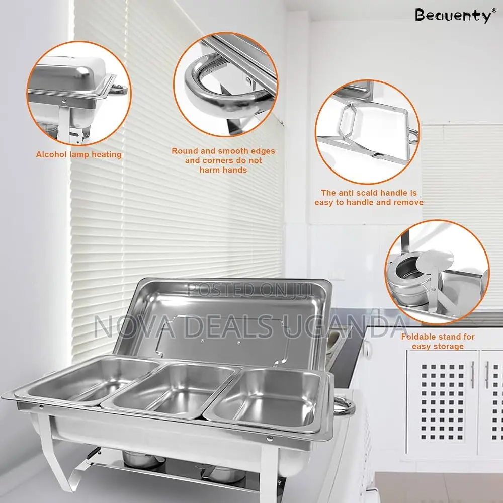 Chafing Dish Buffet Set, Catering Chafer With 3 1/3 Size Food Pans