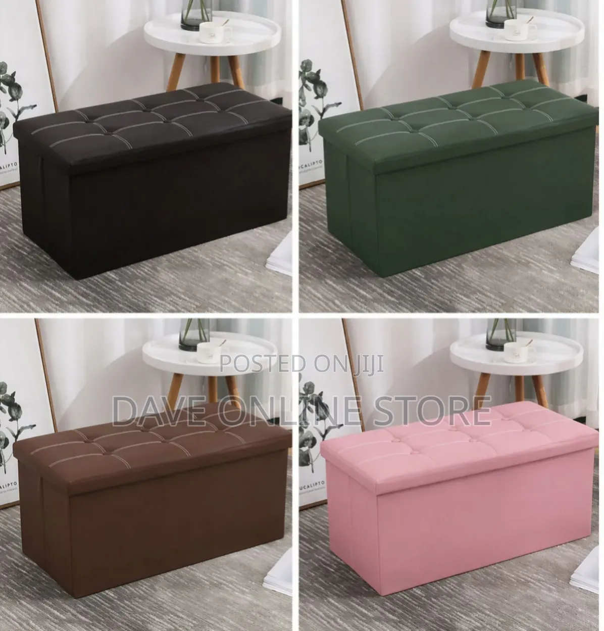 Leather Ottoman Storage Boxes