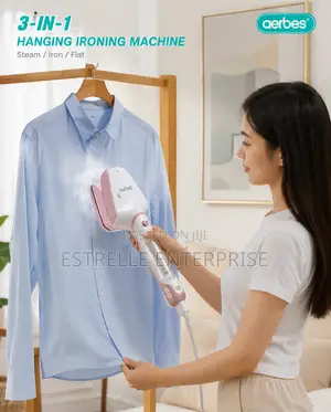 Portable Handheld Garment Steamer 2-in-1 White Pink