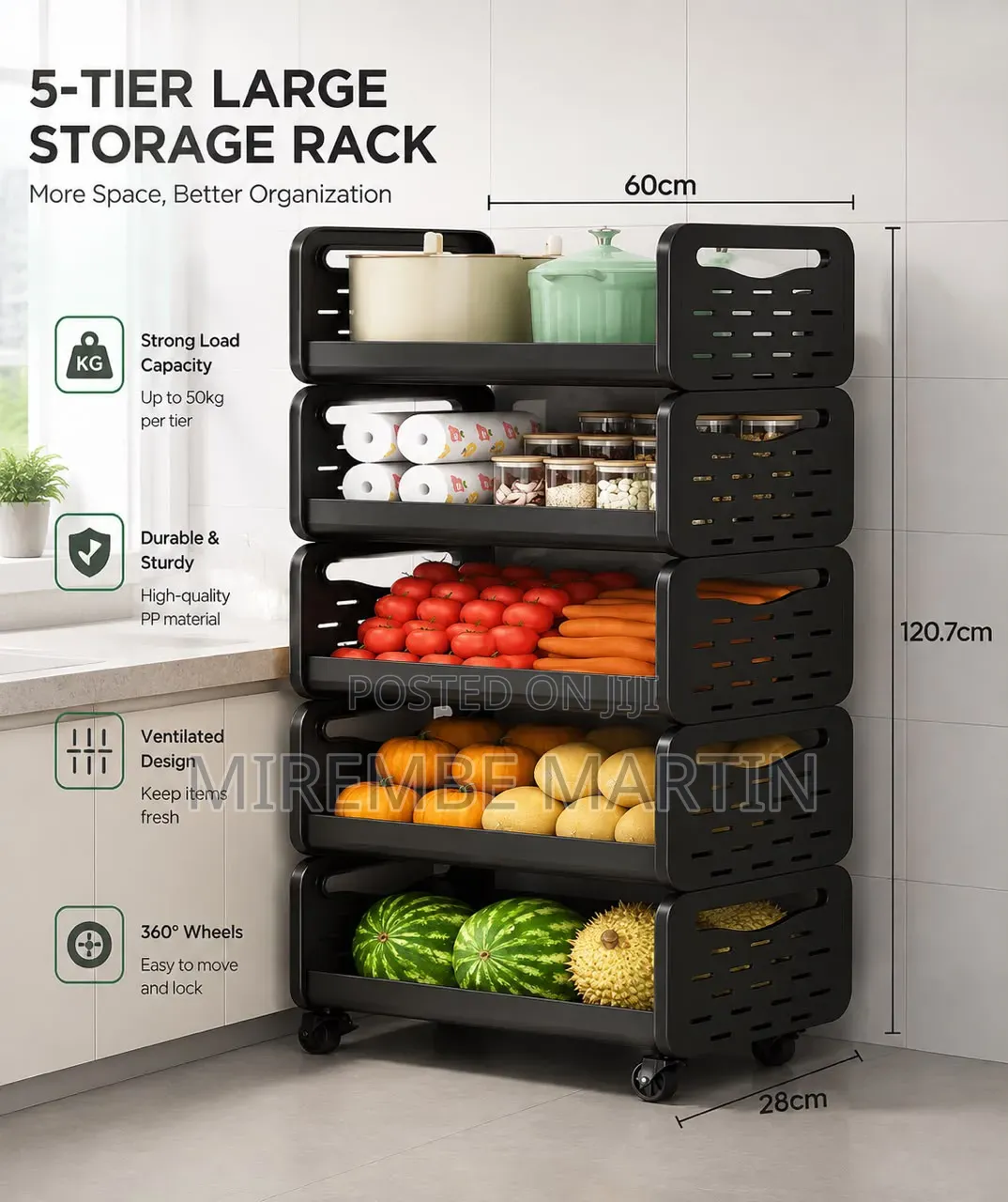 Metallic 5 Layer Storage Rack