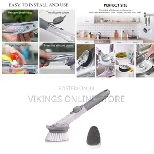 Kitchen Usable Long Handle Sponge Pot Cleaner With White Wok Brush