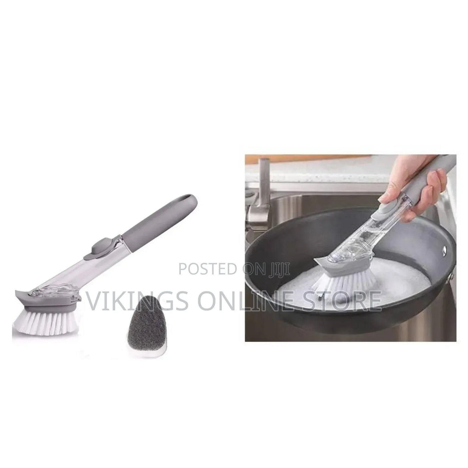Kitchen Usable Long Handle Sponge Pot Cleaner With White Wok Brush