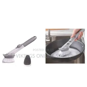 Kitchen Usable Long Handle Sponge Pot Cleaner With White Wok Brush