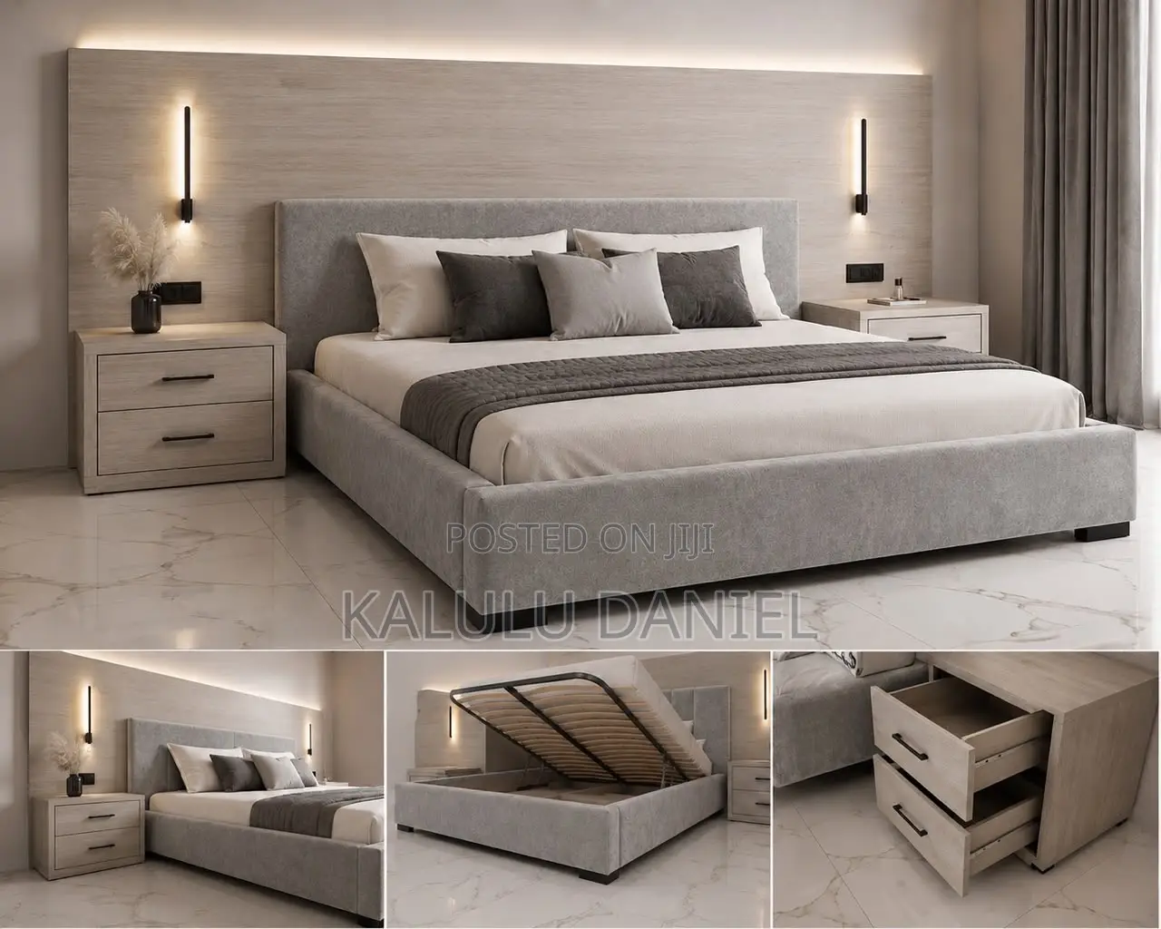 Modern 5 by 6 Bed Led Headboard and Power Sockets