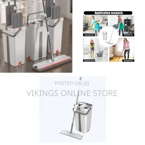 Hands-Free Microfiber Flat Mop With Bucket Floor Mop Pressure Free Air
