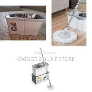 Microfiber Spin Mop Bucket Set for Floor Cleaning, Includes Mop Head