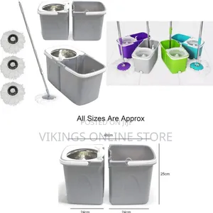 Space Saving 360° Dual Duo Floor Spin Mop Dispenser Bucket Set