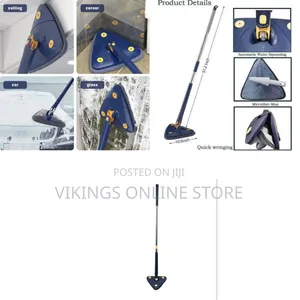 360° Rotatable Adjustable Triangle With 4 Wipes Cleaning Mop Extendabl