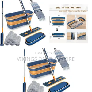 Portable Collapsible 360° Swivel Wring Function Microfibre Flat Mop