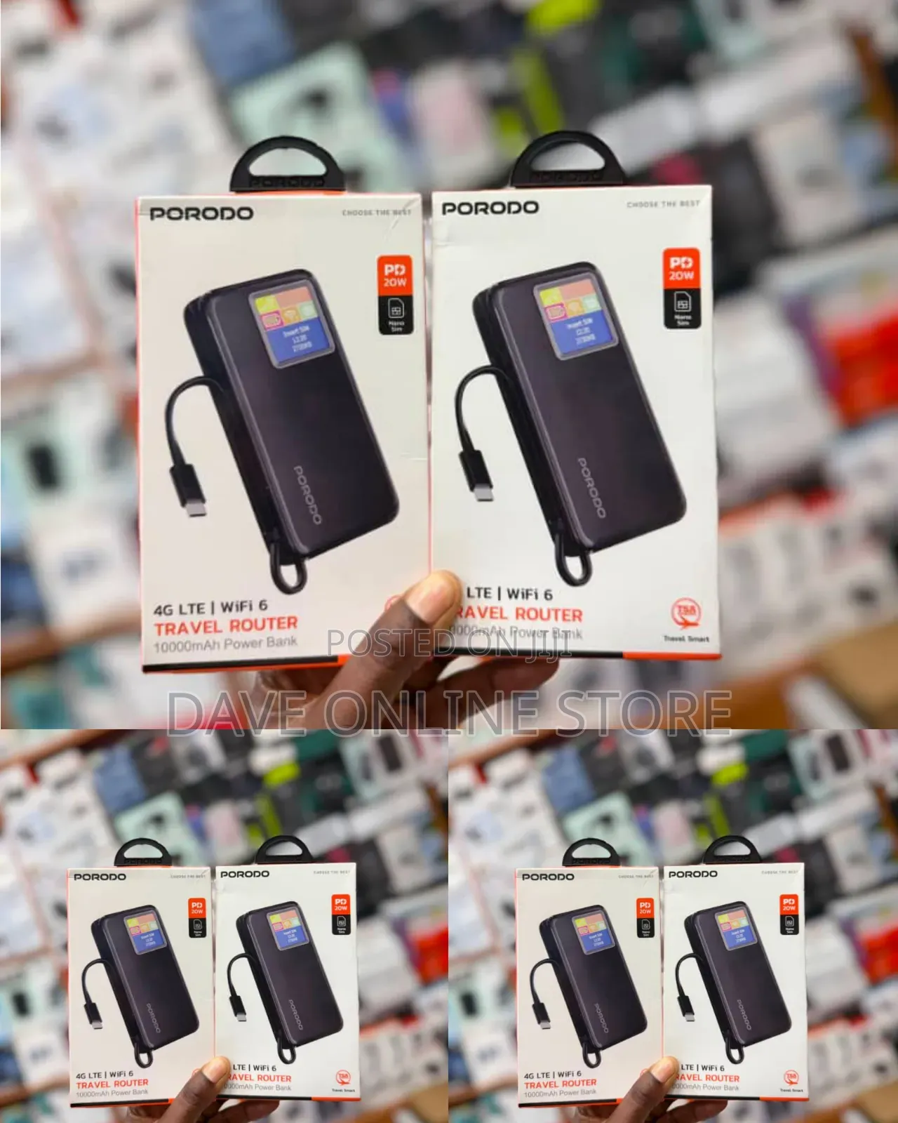 Porodo 4G LTE WiFi 6 Travel Router With a 10000mAh Power Bank