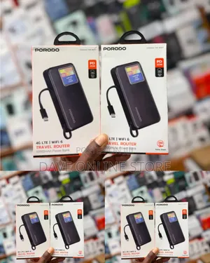 Porodo 4G LTE WiFi 6 Travel Router With a 10000mAh Power Bank