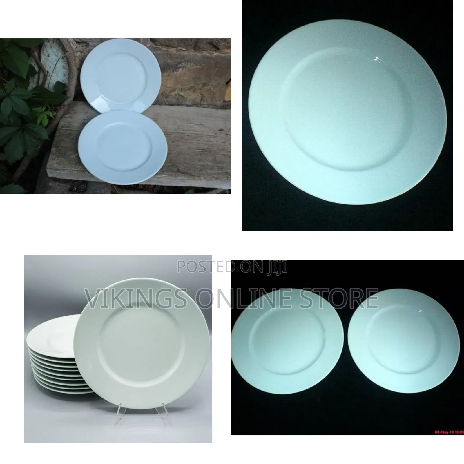 Porcelain Flat Dinner Plates, 6-Piece White Dinner Plate Set, 8.5 Inch