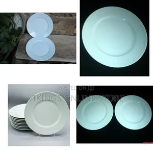 Porcelain Flat Dinner Plates, 6-Piece White Dinner Plate Set, 8.5 Inch