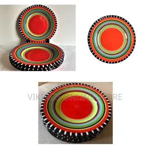 Porcelain Multi-Colored Deep Dinner Plates, 6-Piece Rainbow Dinner