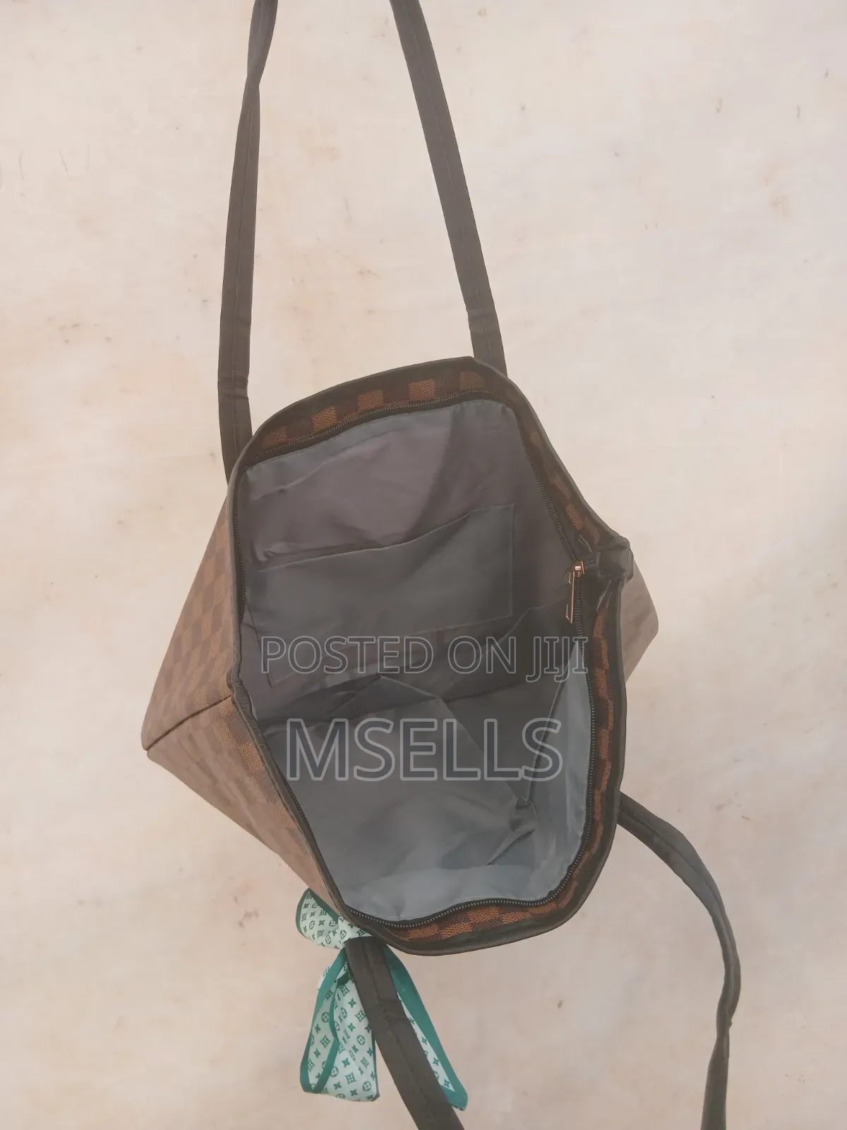 Checkered Tote Bag (Brown)