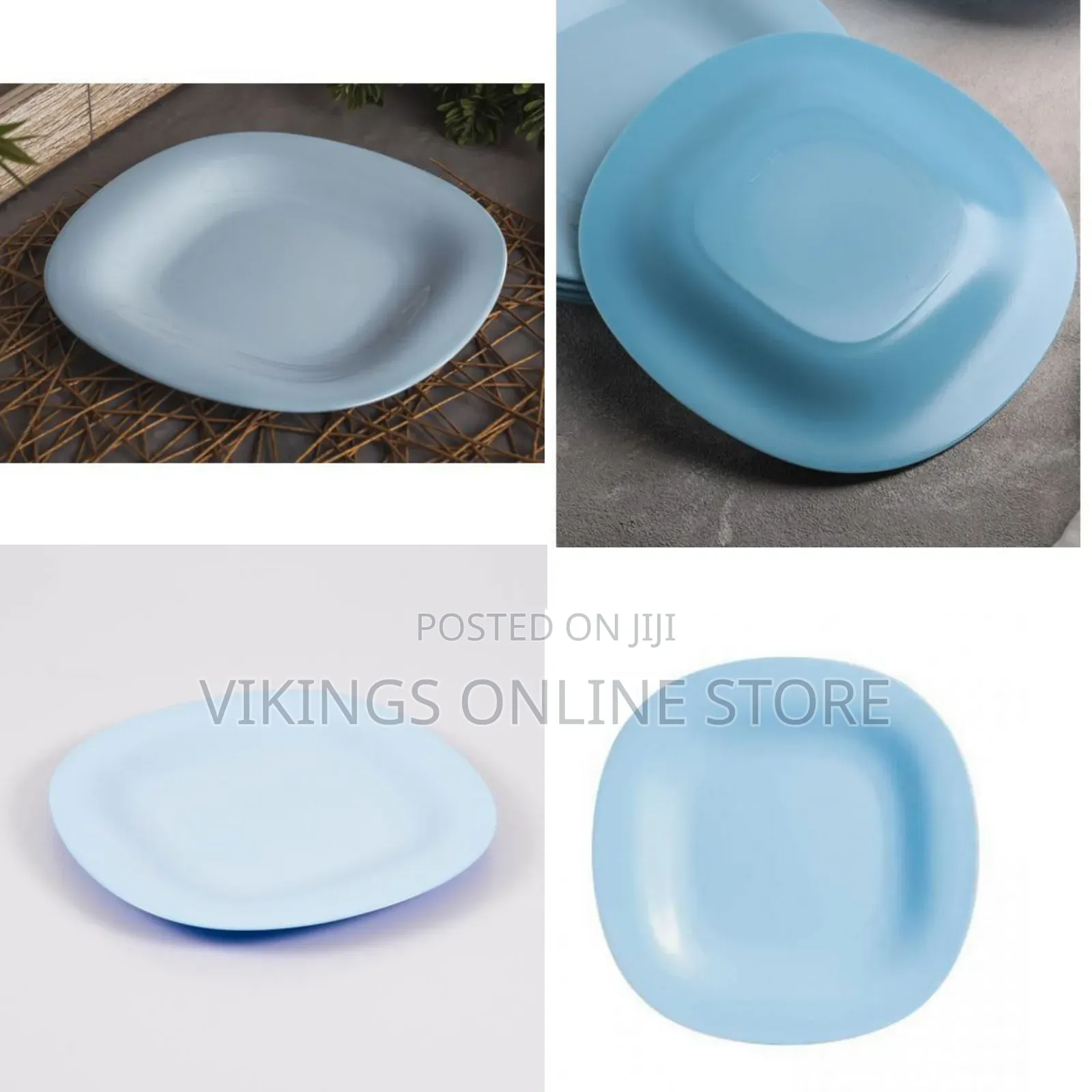 Luminarc 6 Pieces of Luminarc Square Plain Design Dinner Plates - Blue