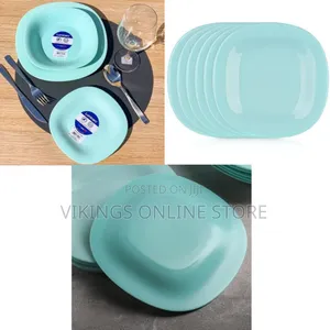 Luminarc 6 Pieces of Luminarc Square Plain Design Dinner Plates -Green