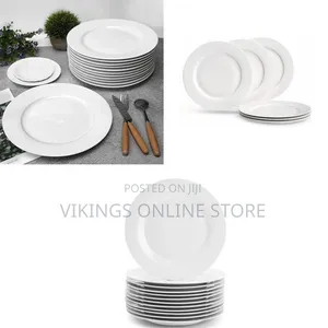 7 Inch 12-Piece Porcelain Salad, Dessert Dinner Serving Plates-White