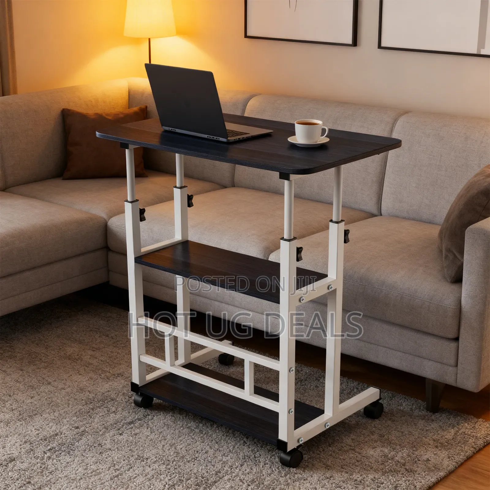 3 Tier Adjustable Height Computer Desk, Sturdy Table 60 X 40 X 90 Cm