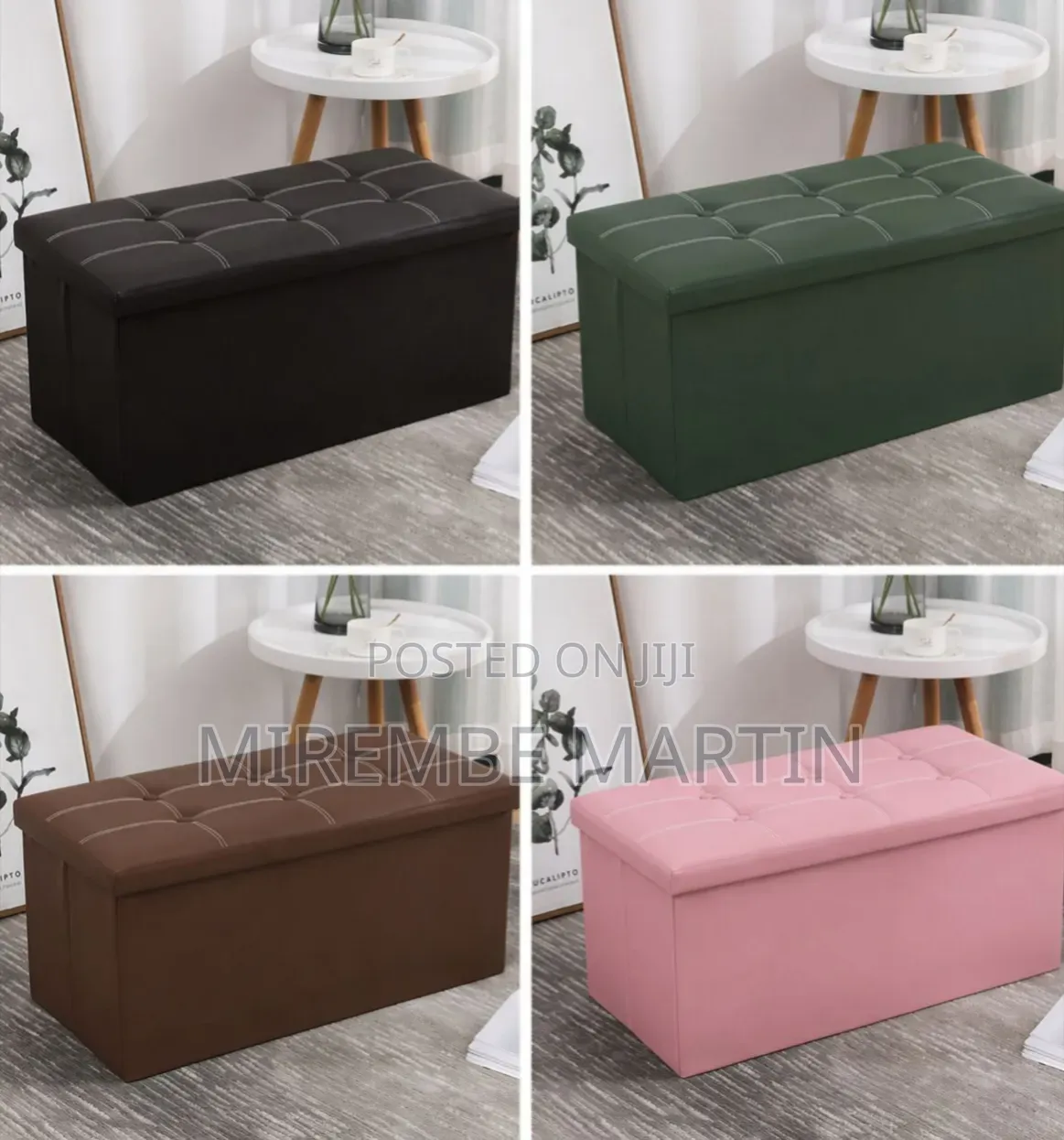 Leather Ottoman Storage Boxes