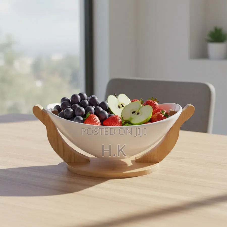 11-Inch White Ceramic Fruit Bowl