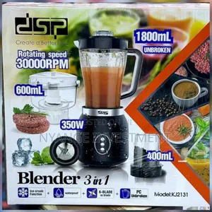 DSP Model KJ2131 3-in-1 Blender With a Black Base, a Large 1800mL Jar.