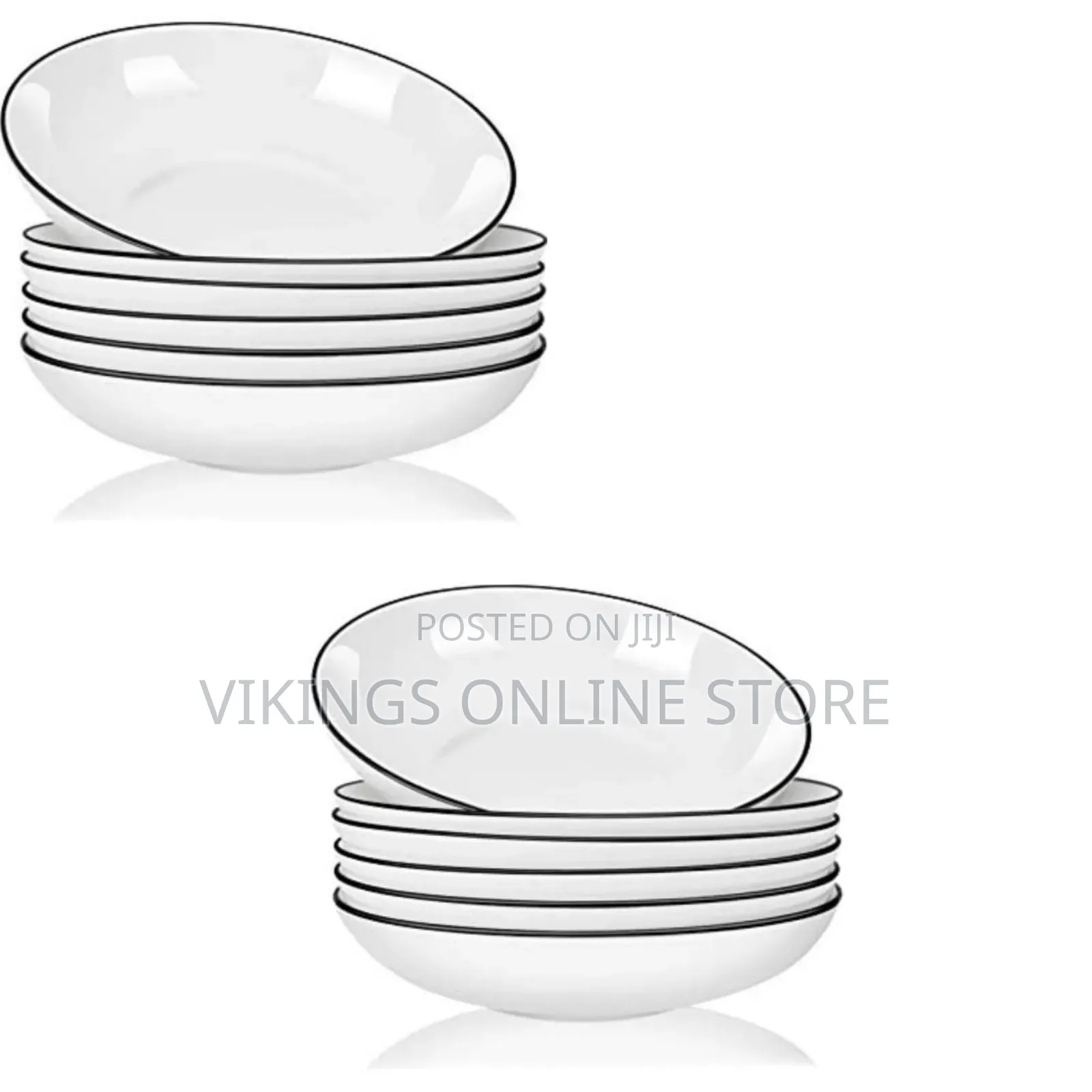 6 Pieces of Deep Soup Dinner Plates Bowls, White