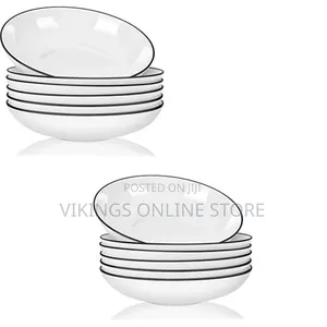 6 Pieces of Deep Soup Dinner Plates Bowls, White