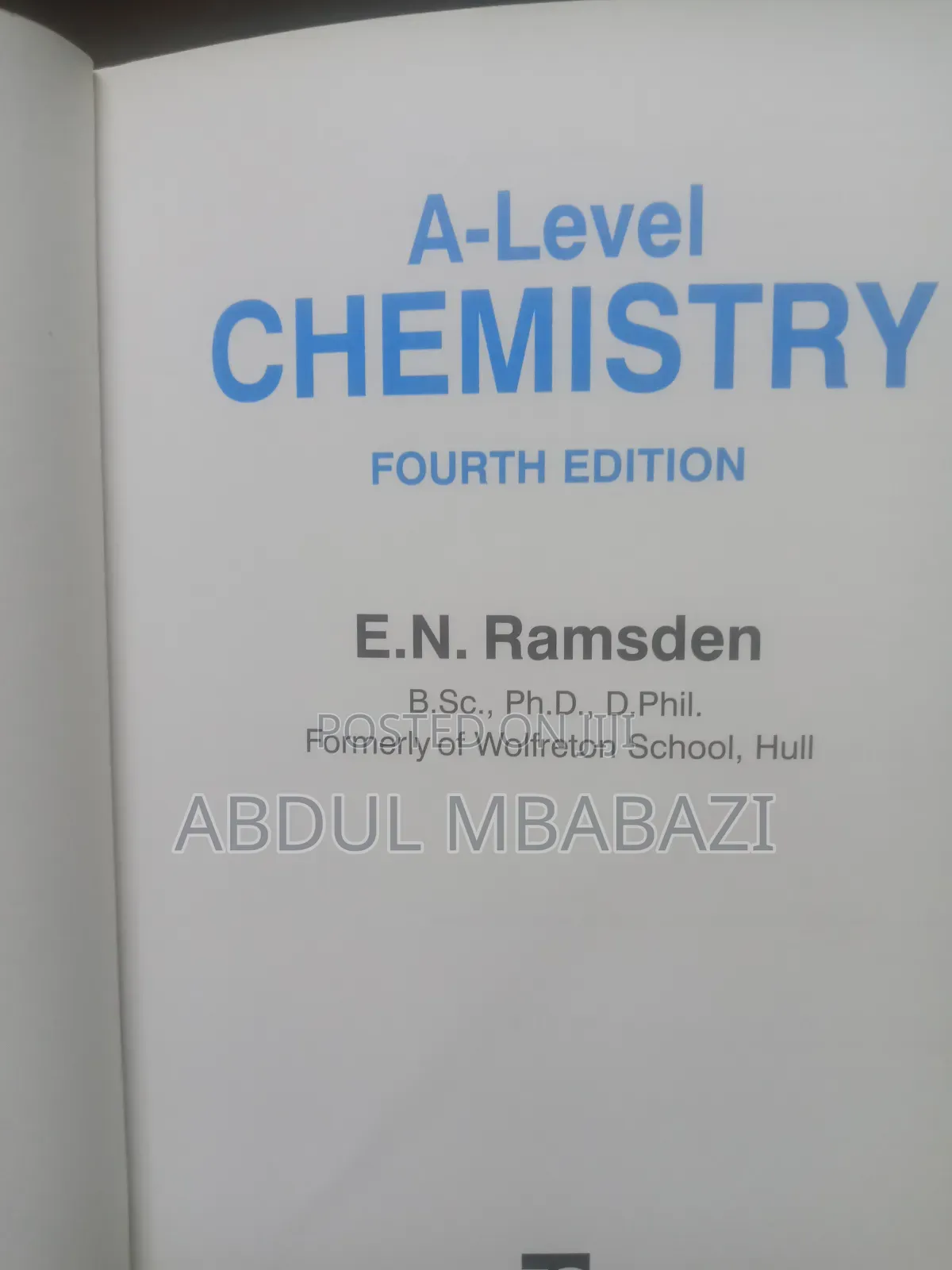 A-Level Chemistry - Ramsden