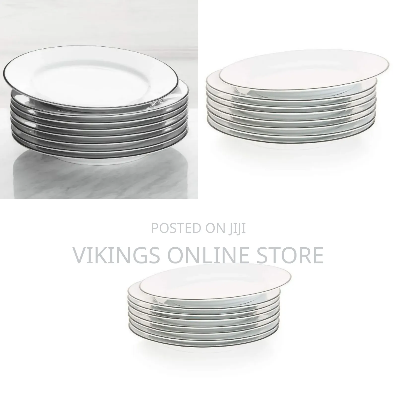 9 LNCH 6 Pieces of Black Line Plates, White