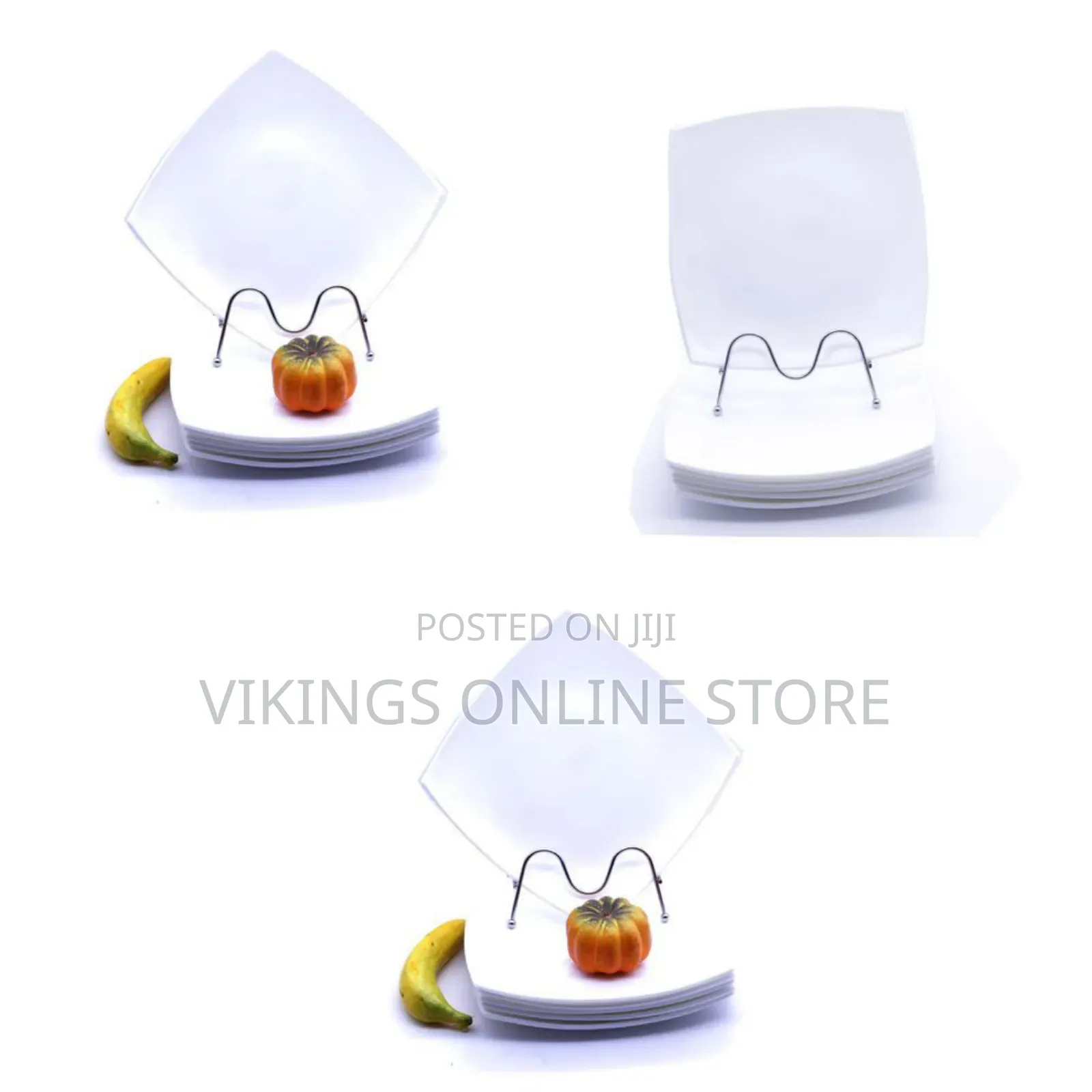 6 Pieces of Square Curved Snow Dinner Plates - White