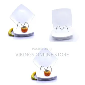 6 Pieces of Square Curved Snow Dinner Plates - White