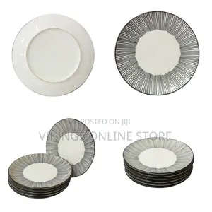 6Pcs Line Plates - Black/White