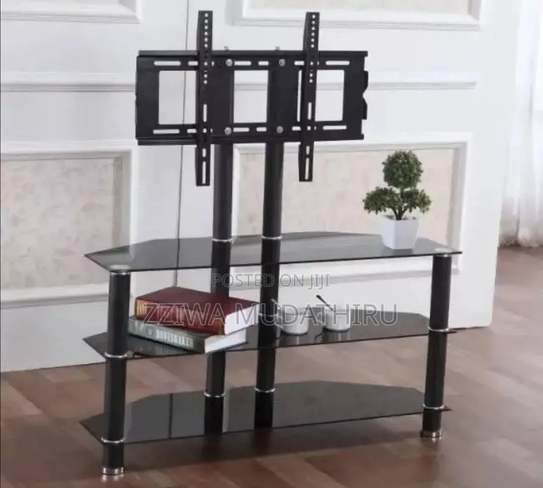 Glass TV Stand With Wall Mount