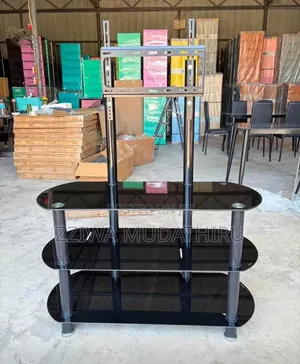 Glass TV Stand With Wall Mount