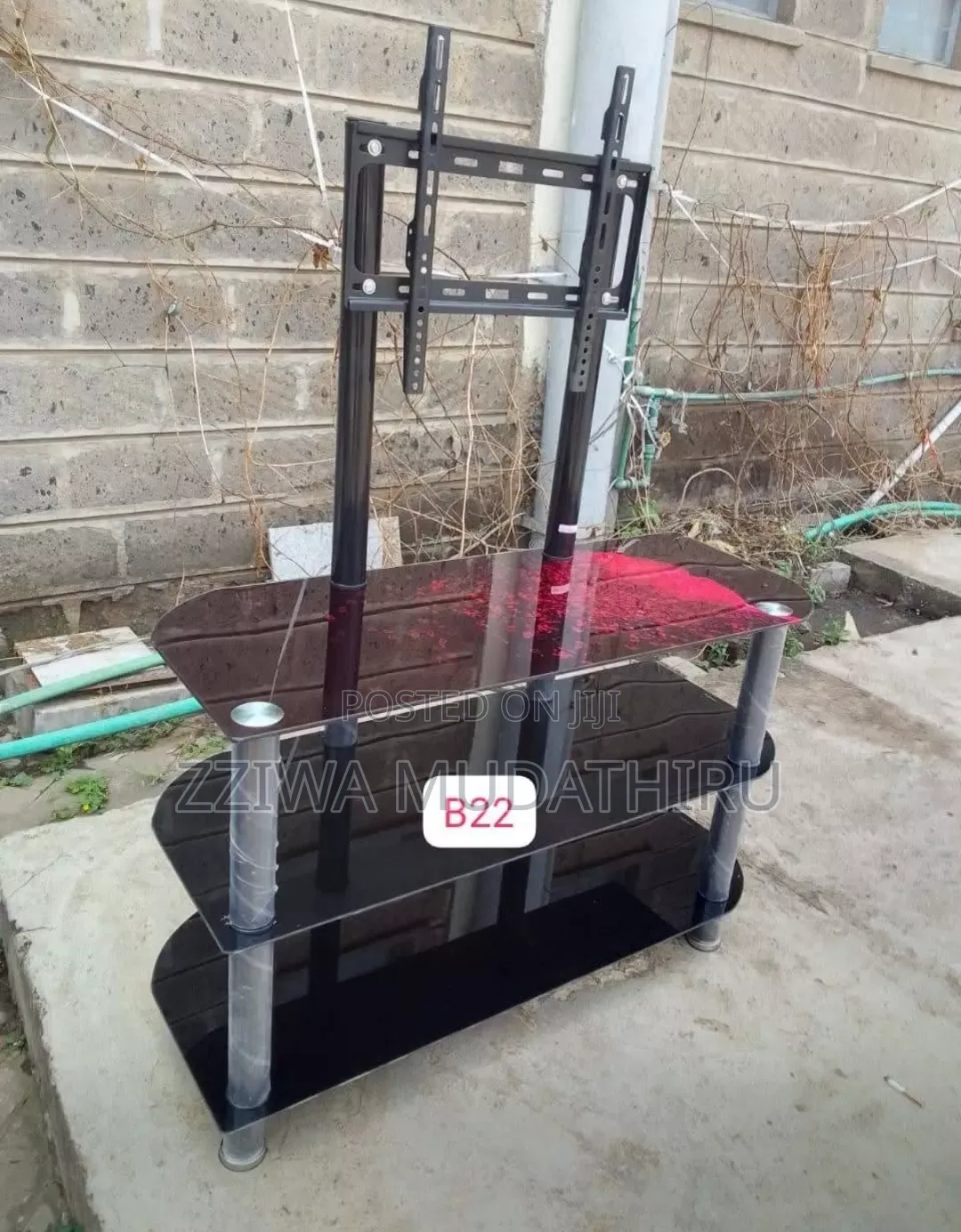 Glass TV Stand With Wall Mount