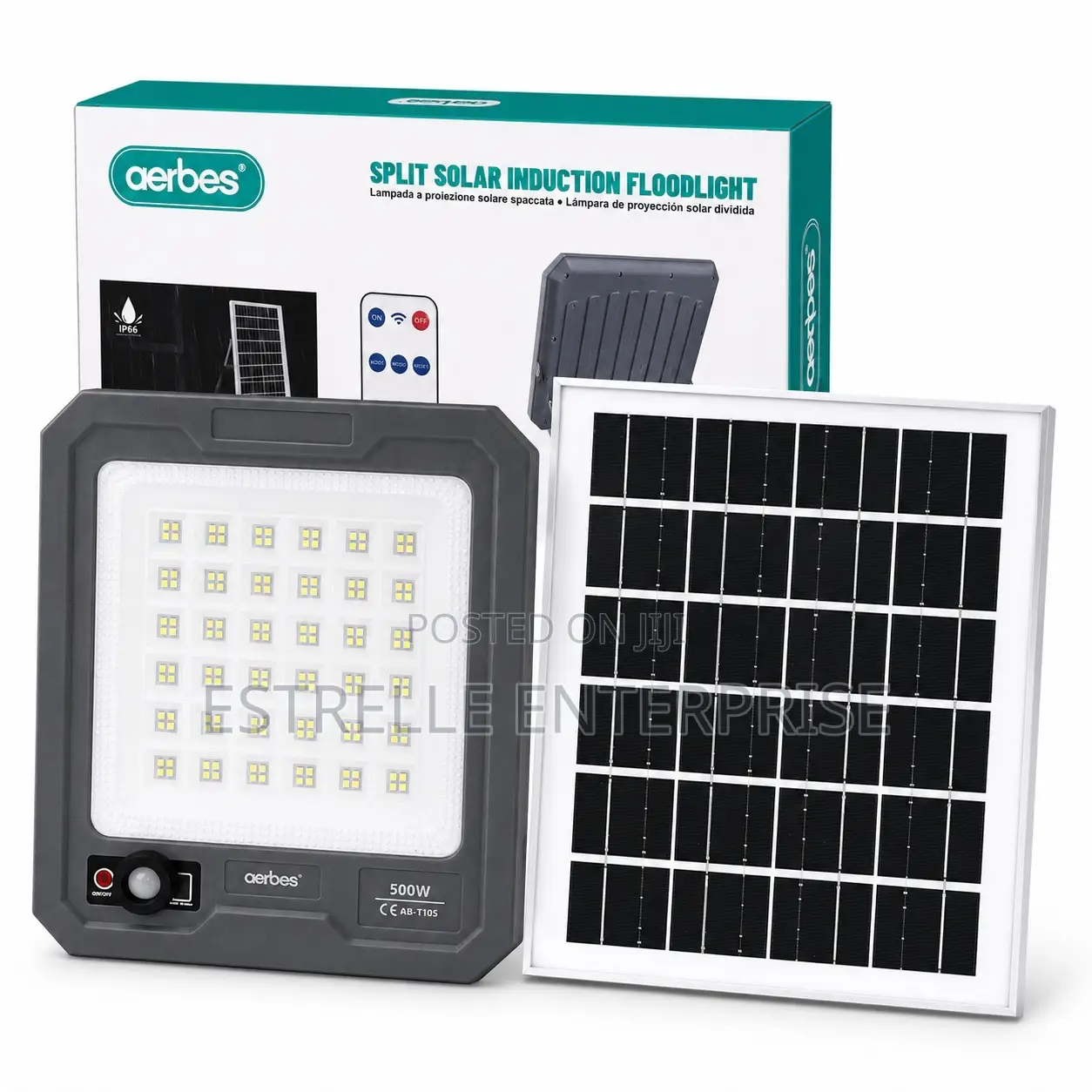 500W Split Solar Floodlight With Sensor and Panel