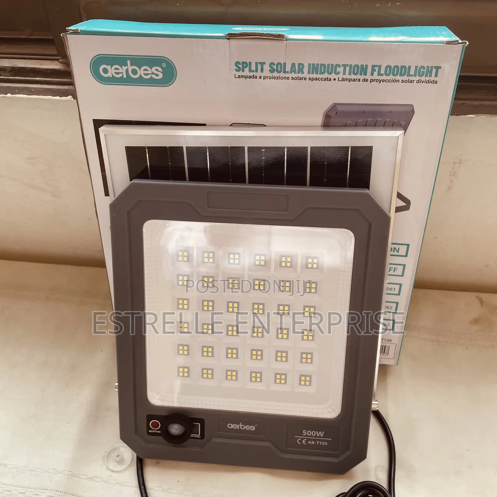 500W Split Solar Floodlight With Sensor and Panel