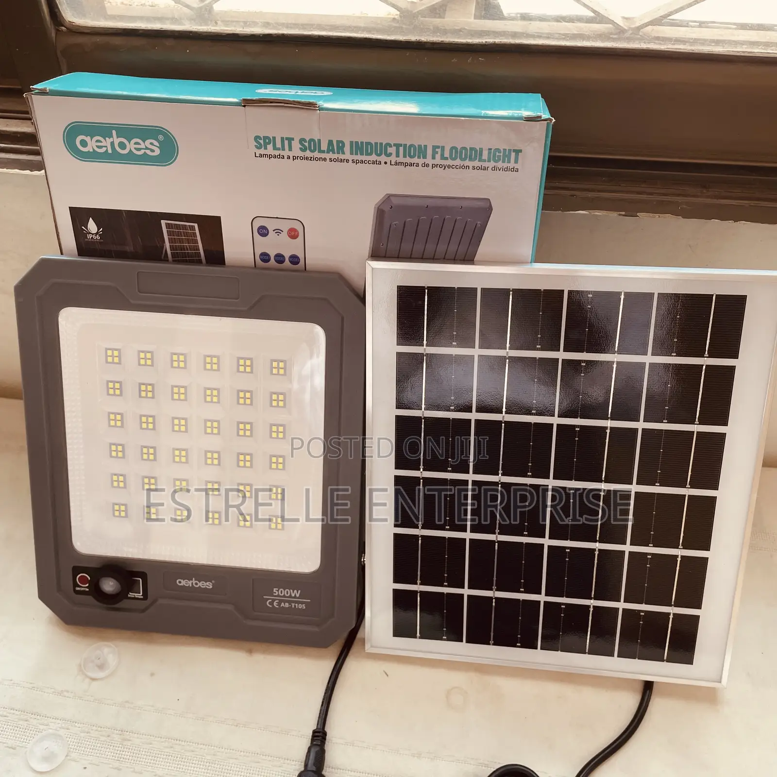500W Split Solar Floodlight With Sensor and Panel