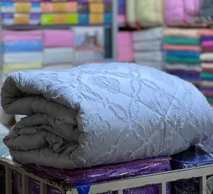 Floral Velvet Bedcover Gray