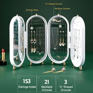 Multi-Panel Foldable Jewelry Organizer Storage Stand