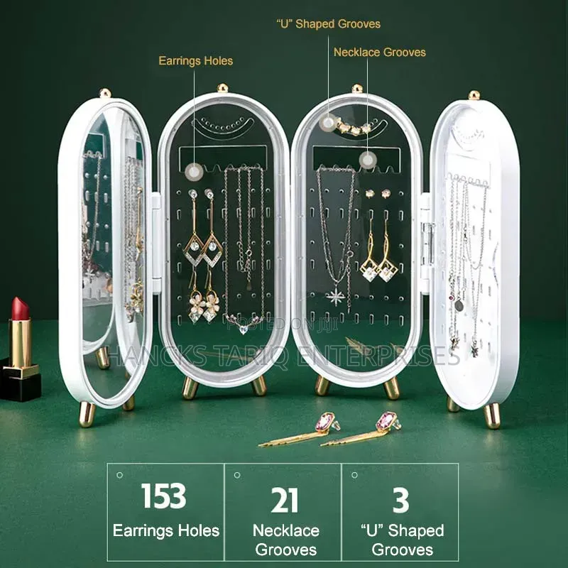 Multi-Panel Foldable Jewelry Organizer Storage Stand