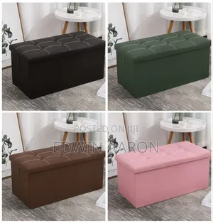 Leather Faux Ottomans Storage Box