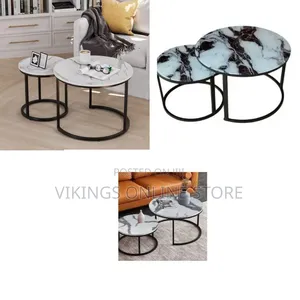 Nesting Coffee Table Set of 2, 23.6" Round Coffee Table Wood Grain