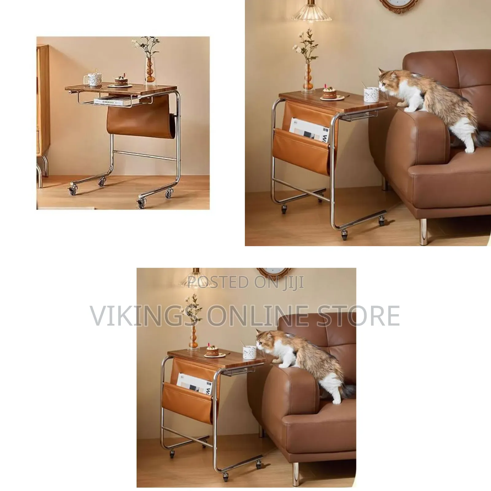 C Shaped Snack Couch Coffe Tables Nightstands Mobile Rolling Table