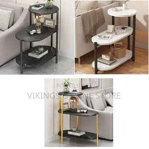 Narrow Nightstand 3 Tiers Faux Storage Marble-Style Small Spaces