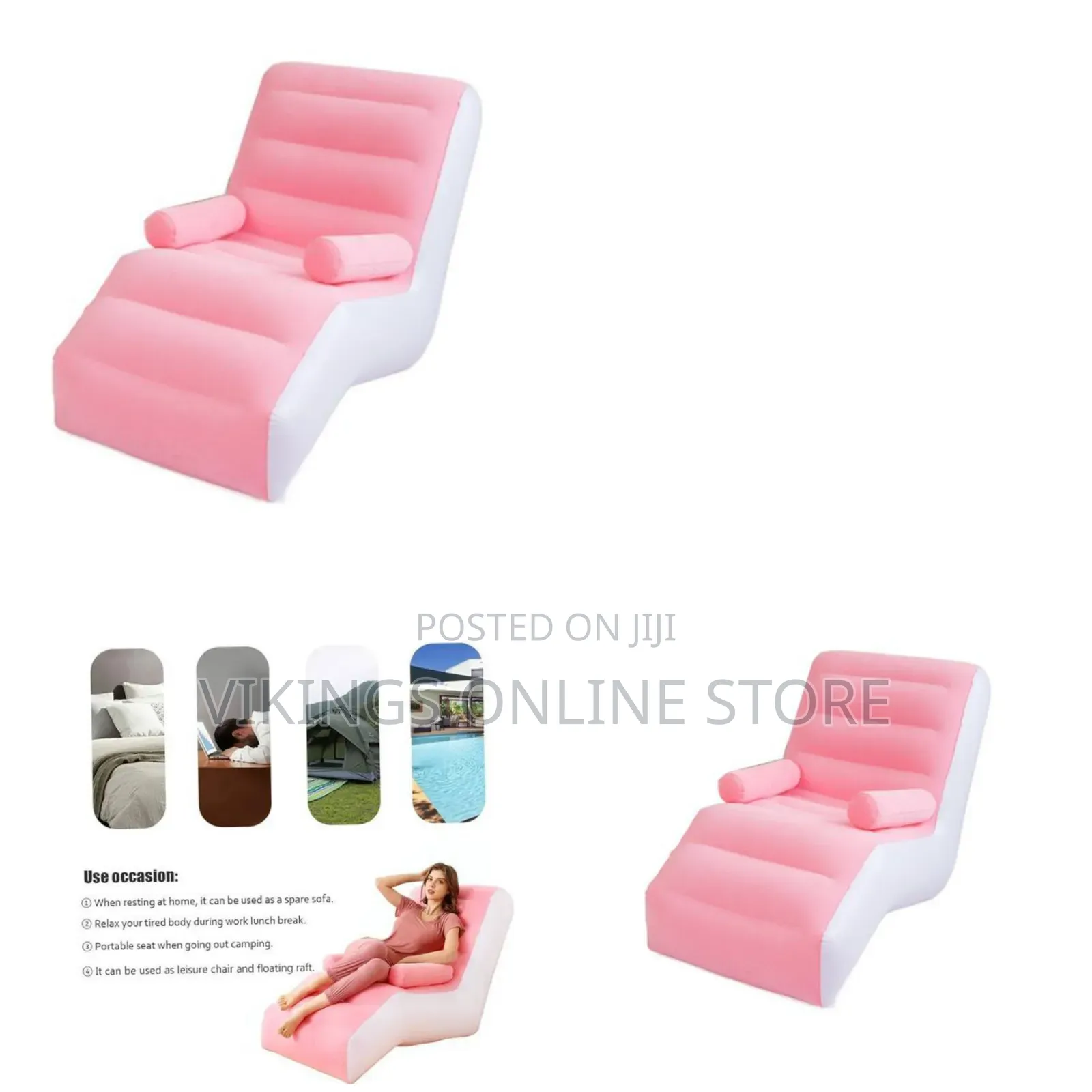 Portable Inflatable Chaise Lounge Bean Bag Folding Lazy Floor Sofa