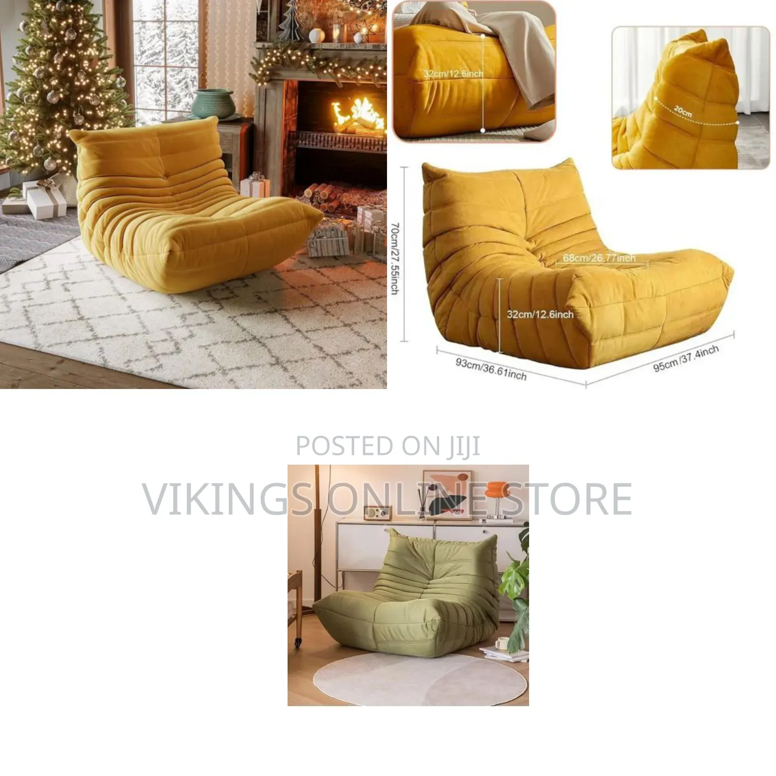 Lazy Floor Velvet Lounge Sofa Fireside Chair Soft Waterproof Bean Bag