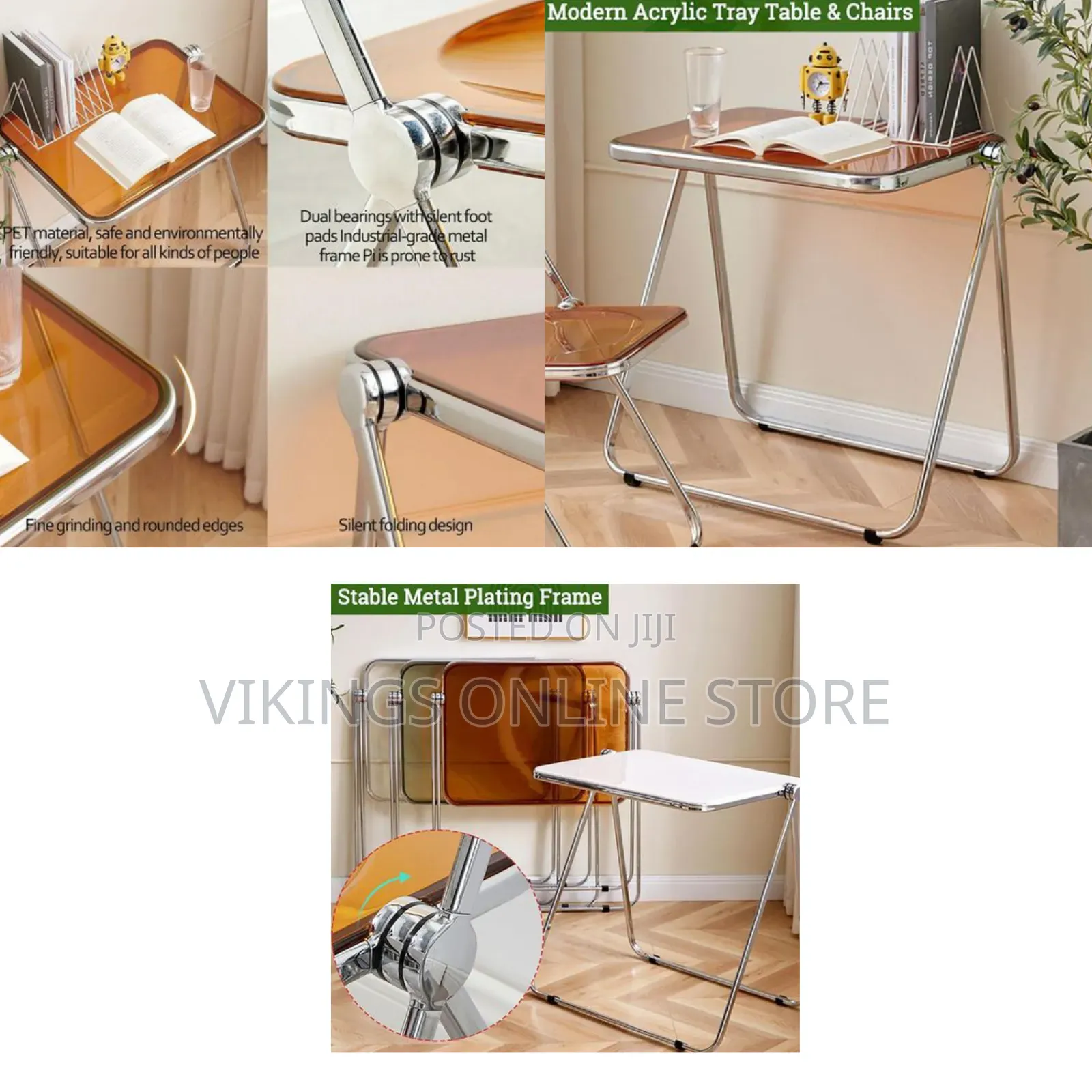 Portable Stackable Folding TV Acrylic Serving Tray Tables Coffee Side