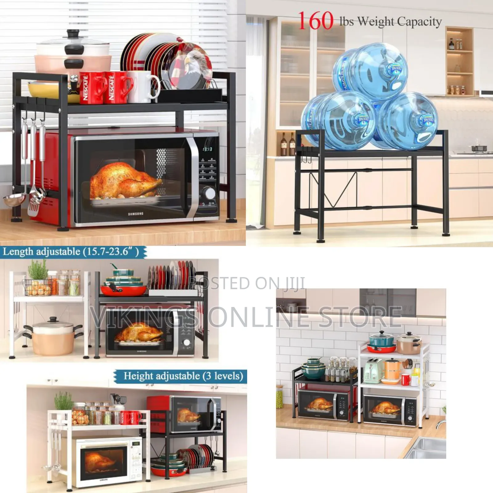 Extendable Microwave Oven Rack, Adjustable Microwave/Toaster Shelf
